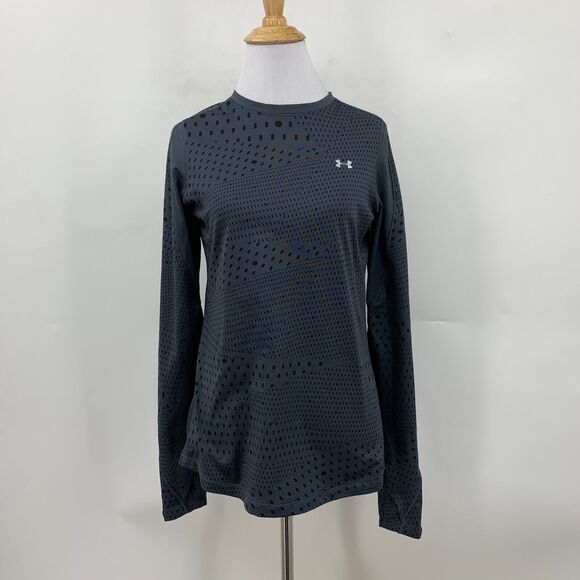 Under Armour Shirt Womens M Medium Grey Micro Fleece Long Sleeve Fitted ColdGear - Picture 2 of 11